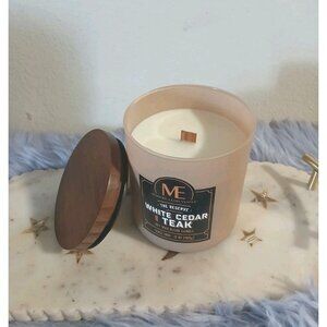 Modern Expressions White Cedar & Teak Scented Soy Wax Blend Candle New Wood Wick